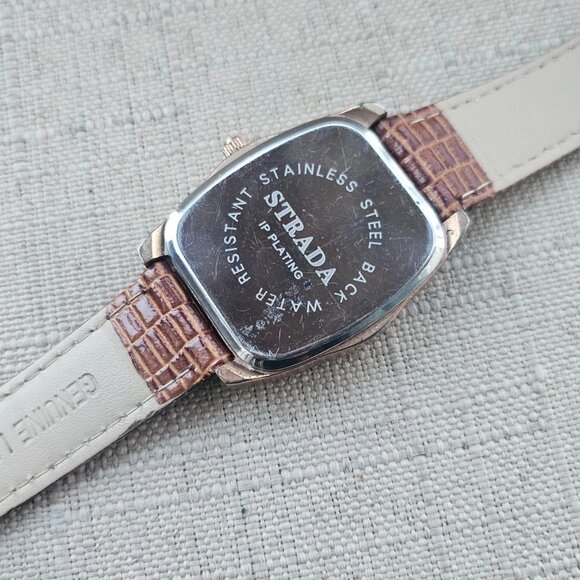 Strada Ldies Wristwatch Brown Leather Band Japan Quartz Movement Analog Watch - Picture 12 of 12